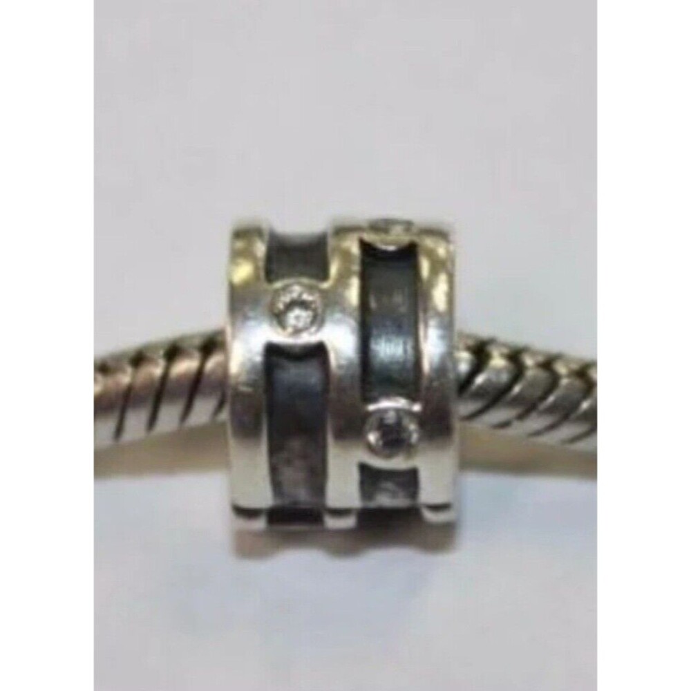 Retired Pandora Sterling Silver Sparkling Abstract Clip 790291CZ